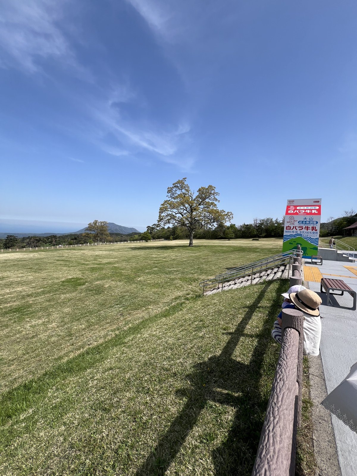 みるくの里から見える大山のふもとの大草原