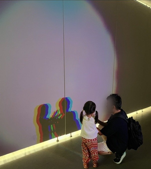 光の色が混ざってできる影の展示
