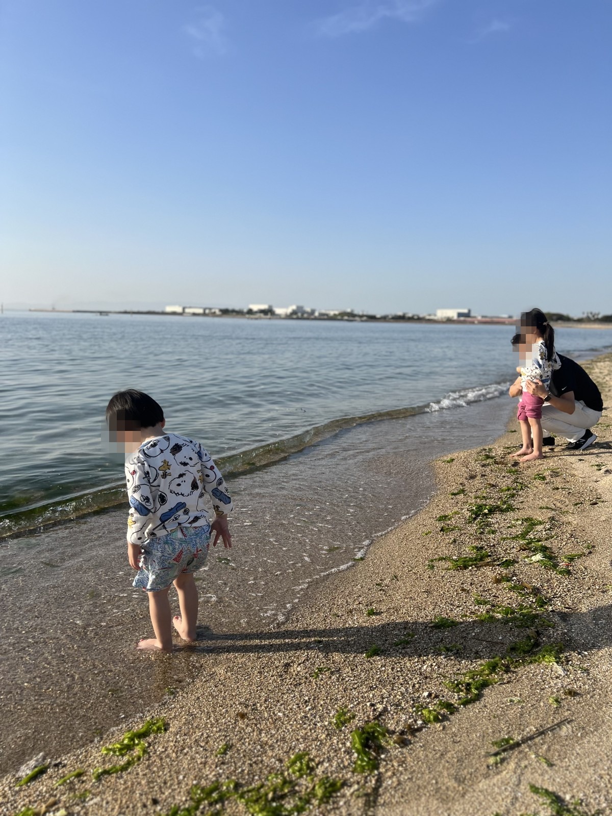 すぐ隣の浜辺で遊ぶ子ども
