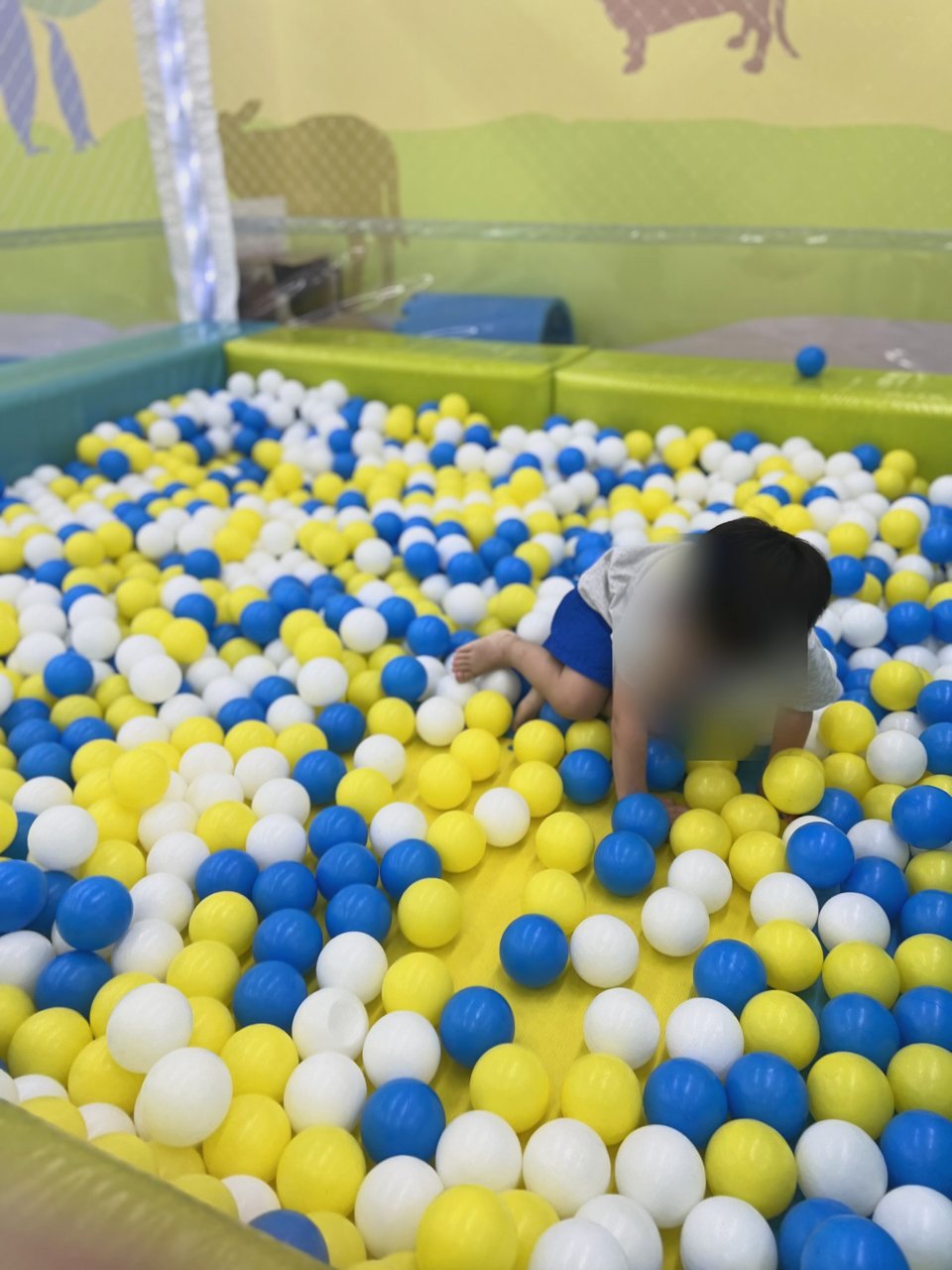 ボールプールの中で遊ぶ子ども